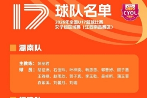 2026年U17女篮区域赛参赛名单出炉 李沅珊孙璇重返江苏阵中
