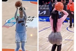 如出一辙的罚球动作！国外的女球迷难道也爱看王哲林打球？